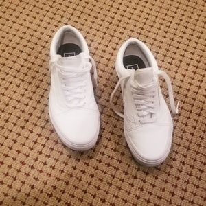 All white leather vans